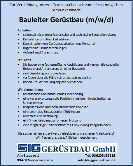 Bauleiter Gerüstbau